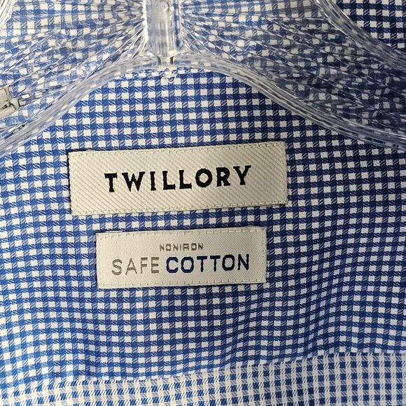 TWILLORY Noniron Safe Cotton Shirt Mens 15.5 32/33 Plaid Dress Button Up - Picture 5 of 9